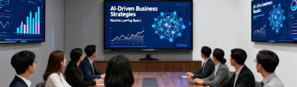 Echipă analizând strategii de business susținute de inteligență artificială